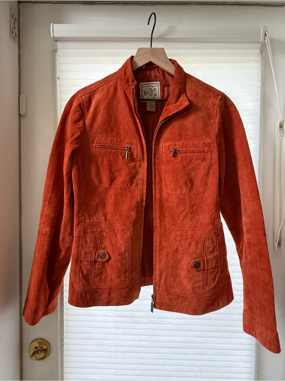 Ruff Hewn Orange Suede Zip Jacket
